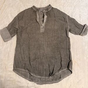 Tempo Paris Linen Henley Tunic Top